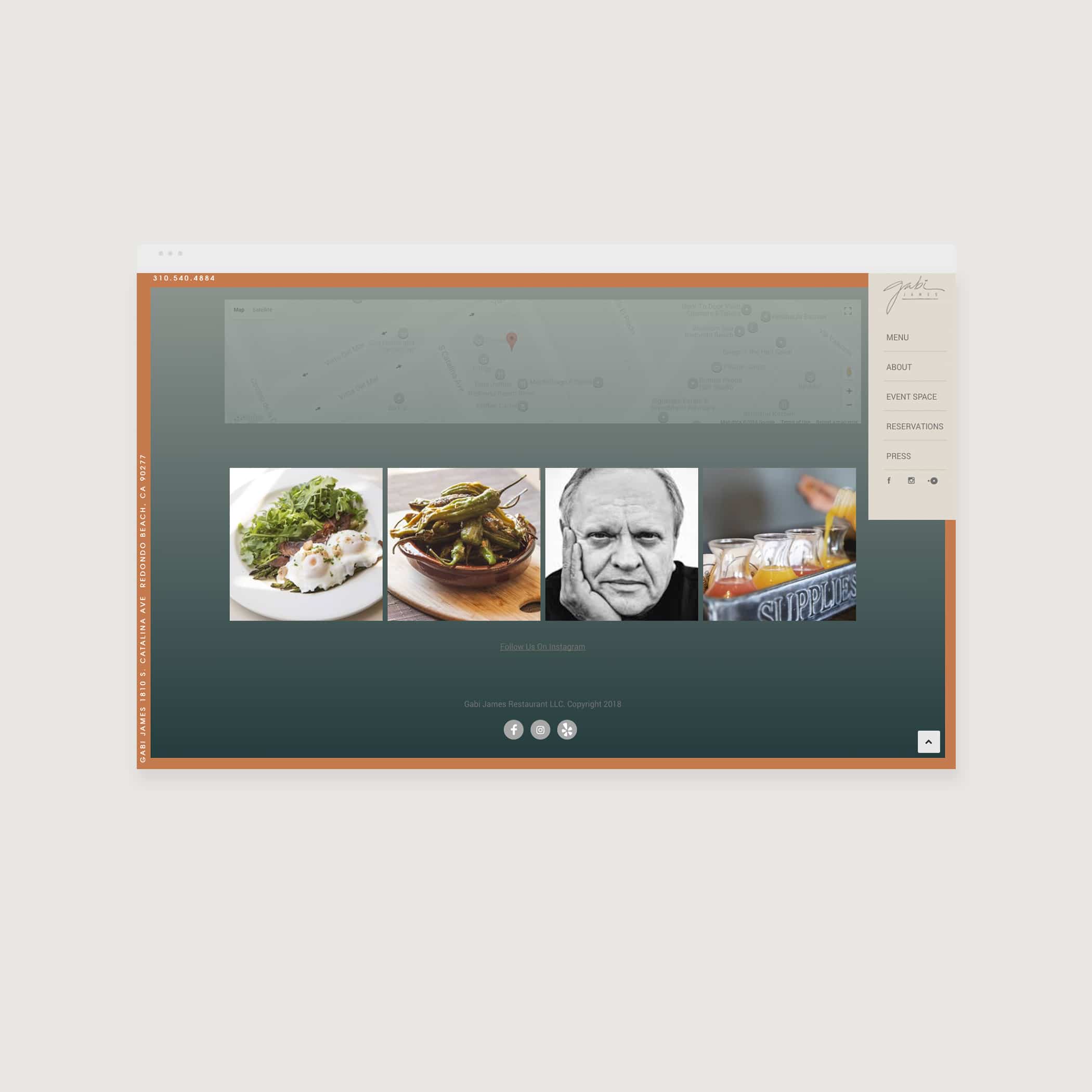 Gabi James Restaurant Website Design By Stellen Design Hermosa Beach
