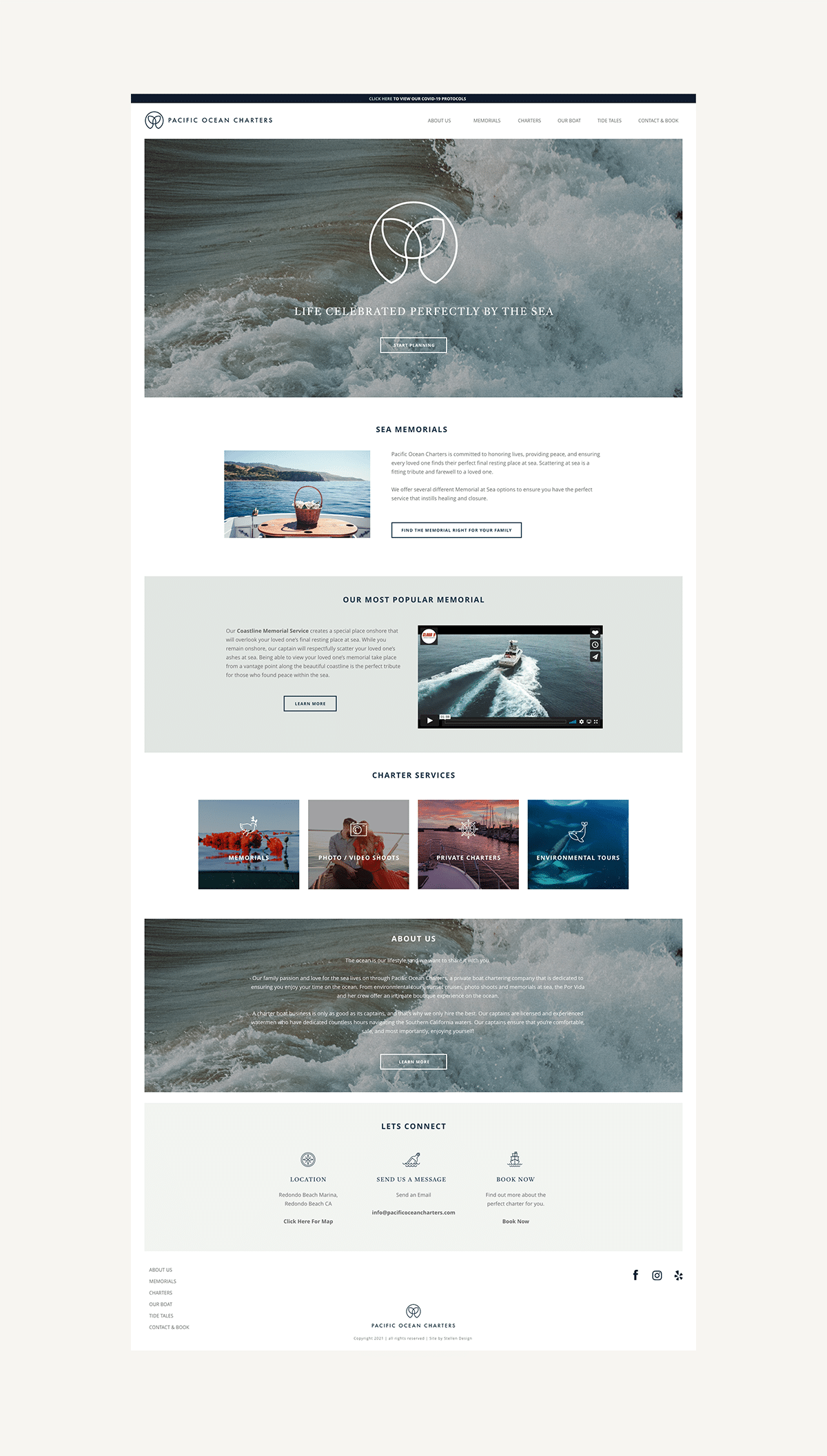 Website Design for Pacific Ocean Charters in Redondo Beach by Stellen Design branding and logo design agency in Los Angeles California