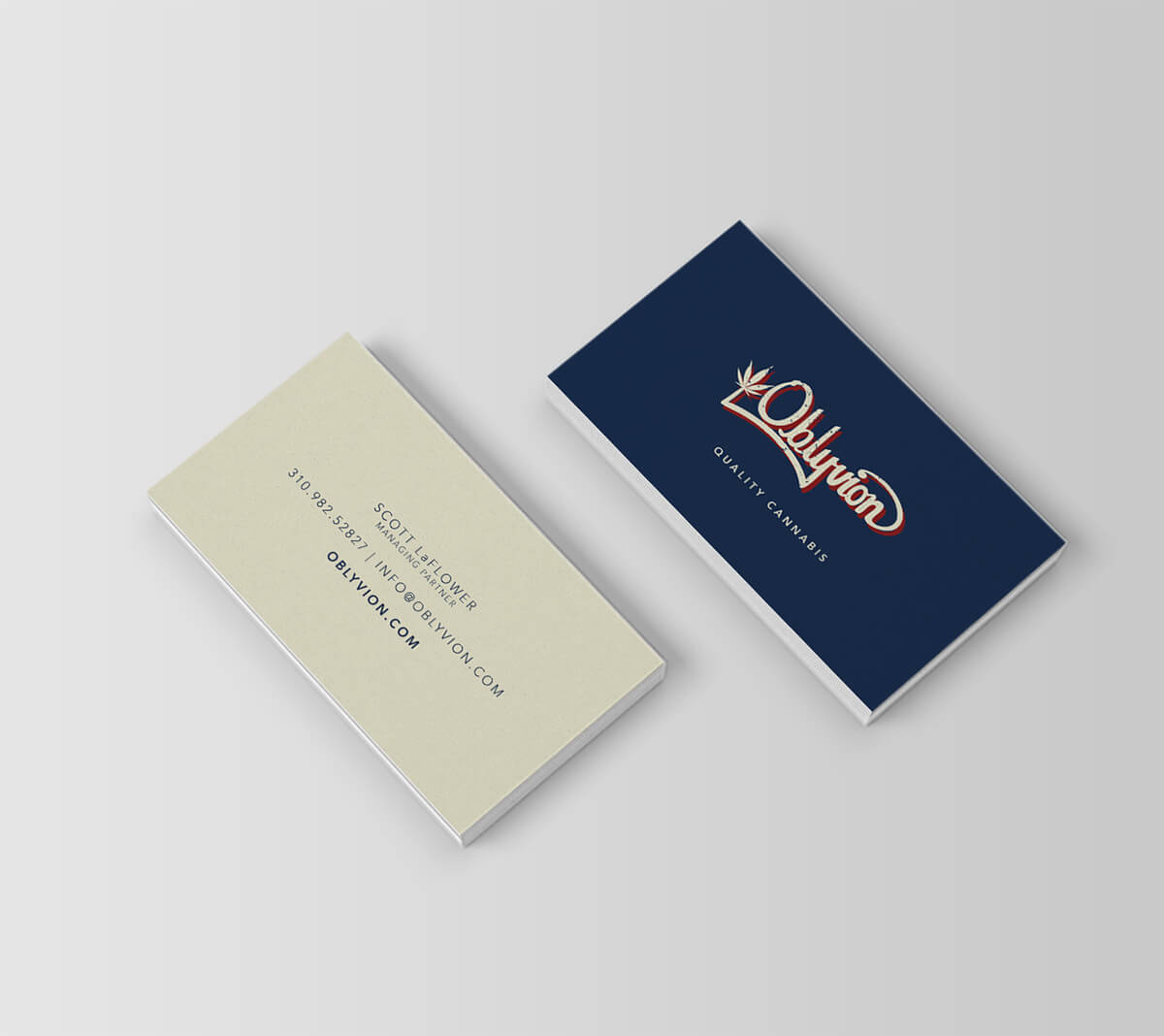 Business card Design for Cannabis Company with a red white and blue color pallet by Stellen Design Branding Agency in Los Angeles