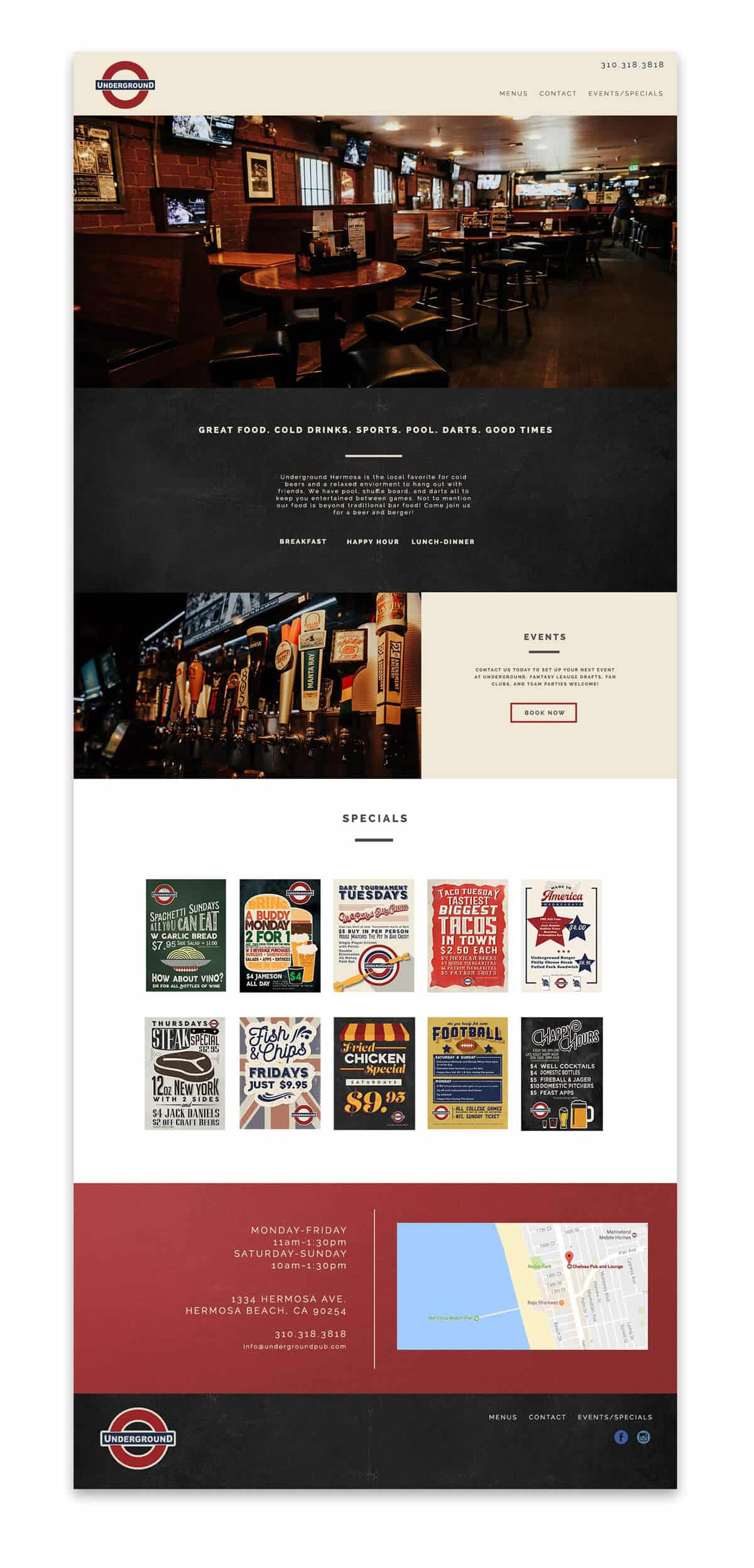 Website Design for Underground Pub by Stellen Design Branding Agency in Los Angeles CA