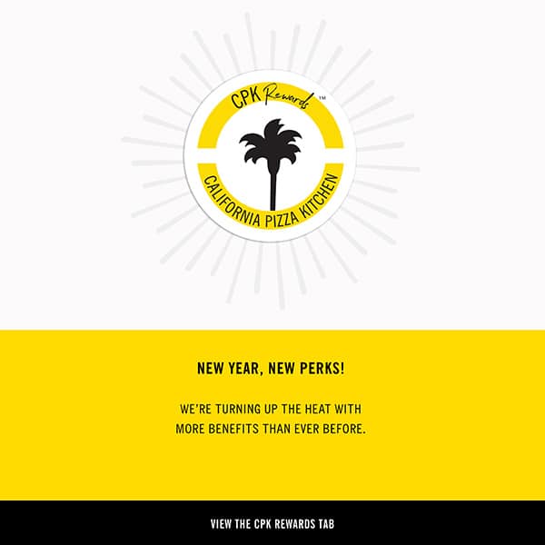 California Pizza Kitchen Rewards Email Design by Stellen Design