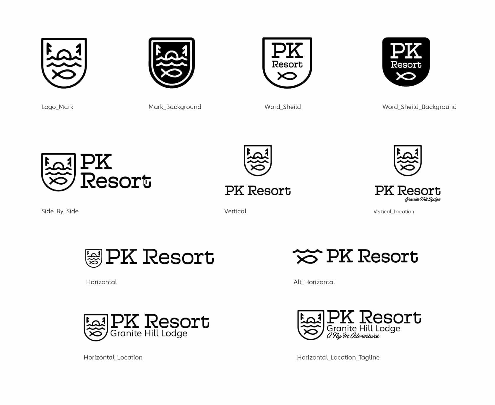 PK Resort Logo Design of a first sunset on a lake and trees for fly fishing resort by Stellen Design Graphic Design Branding Agency in Los Angeles CA