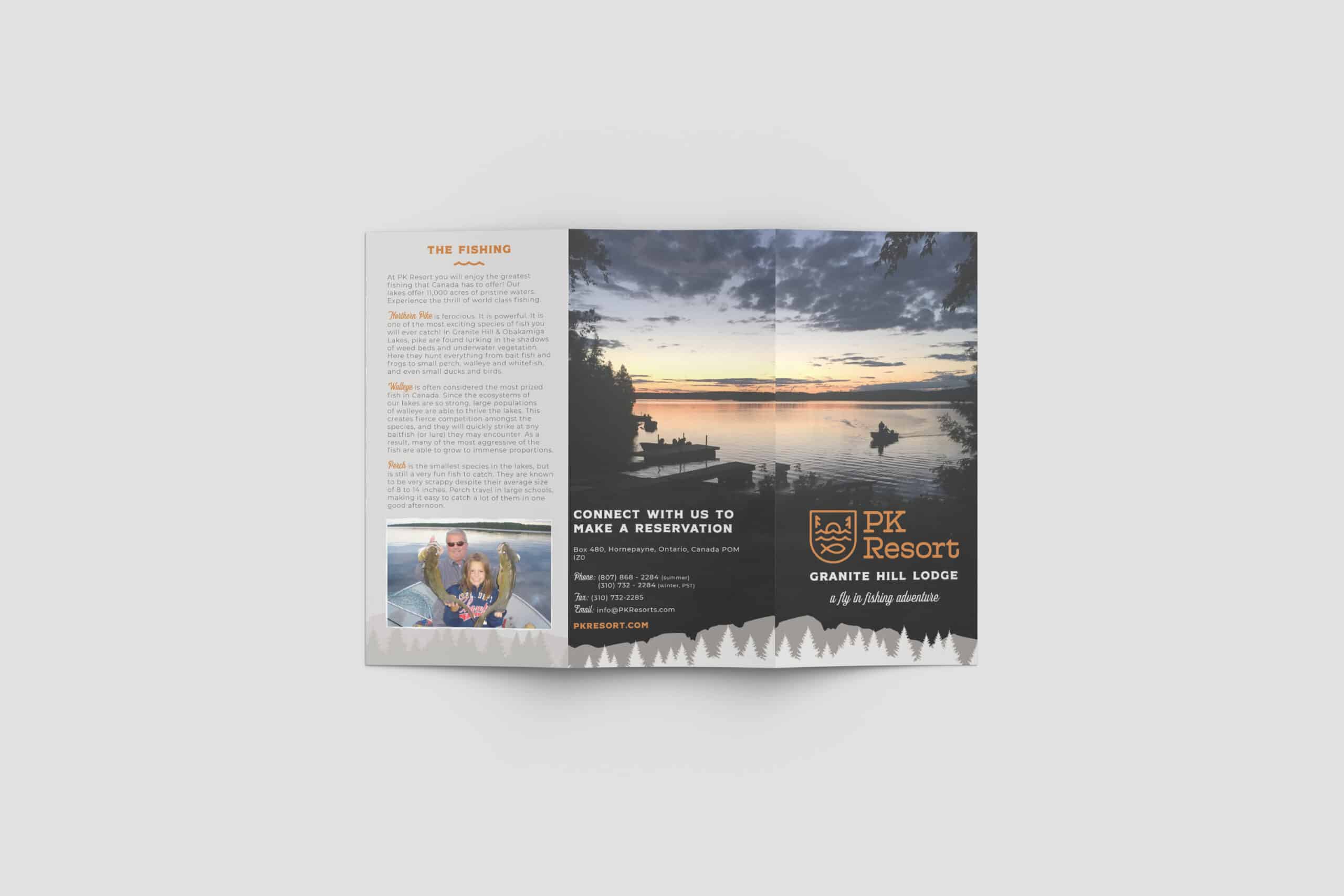 Brochure Design for PK Resort in Ontario CA by Stellen Design Graphic Design and Branding Agency using beauty wilderness photography from the resort Stellen Design Branding Agency in Los Angeles CA