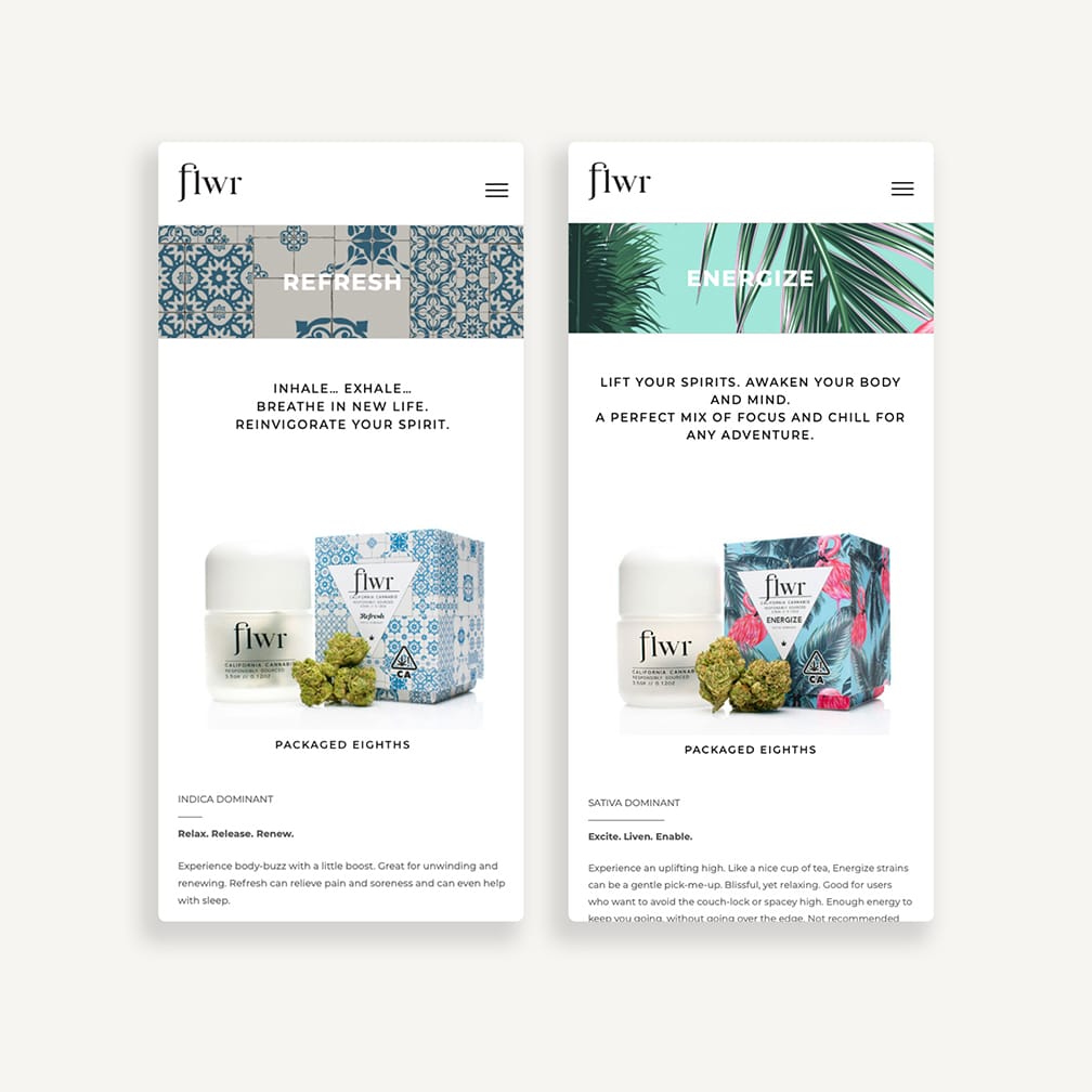 FLWR Cannabis Website Design Mobile Website by Stellen Design Graphic Design Agency in Los Angeles