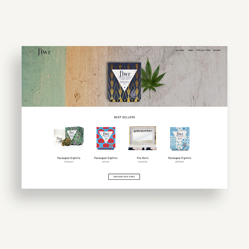 FLWR Cannabis Website Design Home Page by Stellen Design Graphic Design Agency in Los Angeles
