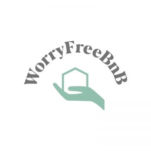 Logo design for Worry Free BNB by Stellen Design Los Angeles Graphic Design Logo of a house in good hands