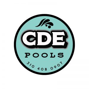 CDE Pool Service Teal Badge Style Logo Designed by Stellen Design Graphic Design and Branding in Los Angeles Ca using Water Elements for the Logo