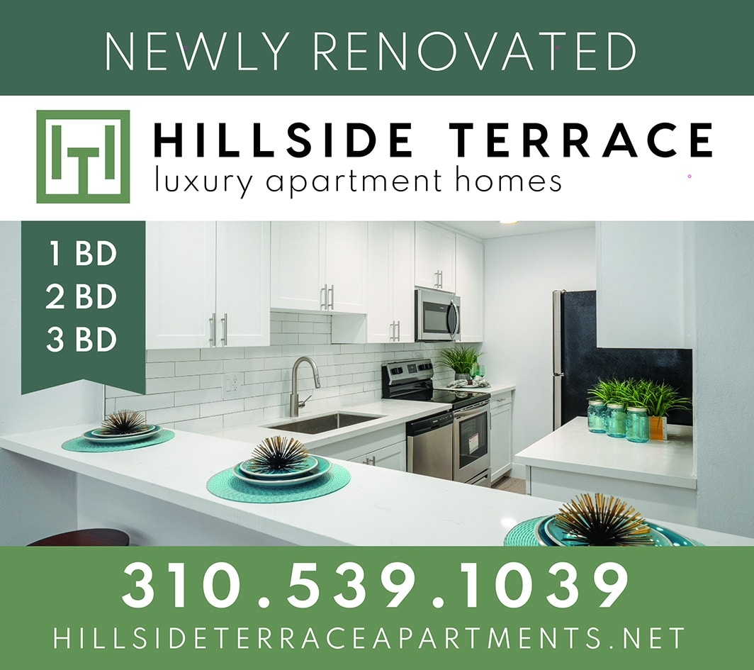 Hillside Terrace Luxury Apartments in Rolling Hills CA printed banner designed by Stellen Design Branding Agency in Los Angeles CA