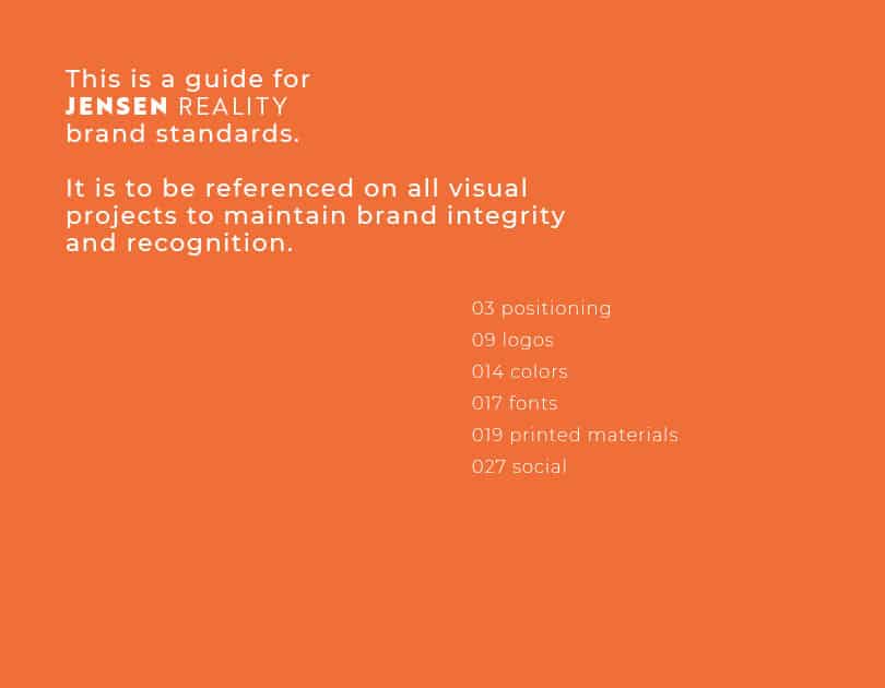 Jensen Reality Branding By Stellen Design Graphic Design and Branding Agency Los Angeles Brand Guide