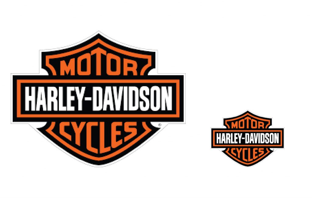 Harley Davidson Logo Being Used to show scale on Logo Designs that Scale an article by Stellen Design branding agency in Los Angeles CA
