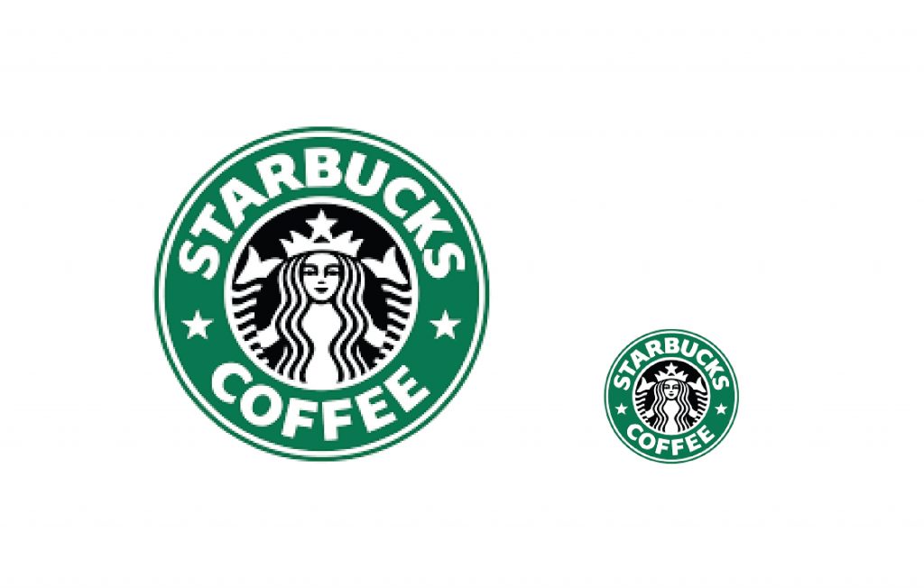 Starbucks Logo Being Used to show scale on Logo Designs that Scale an article by Stellen Design branding agency in Los Angeles CA