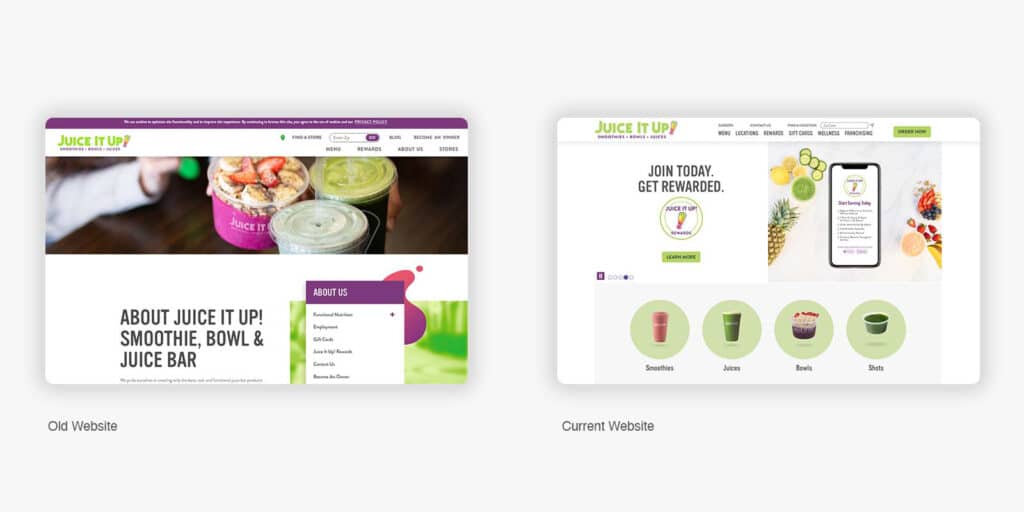 Juice It Up! Website redesign by Stellen Design branding agency in Los Angeles California