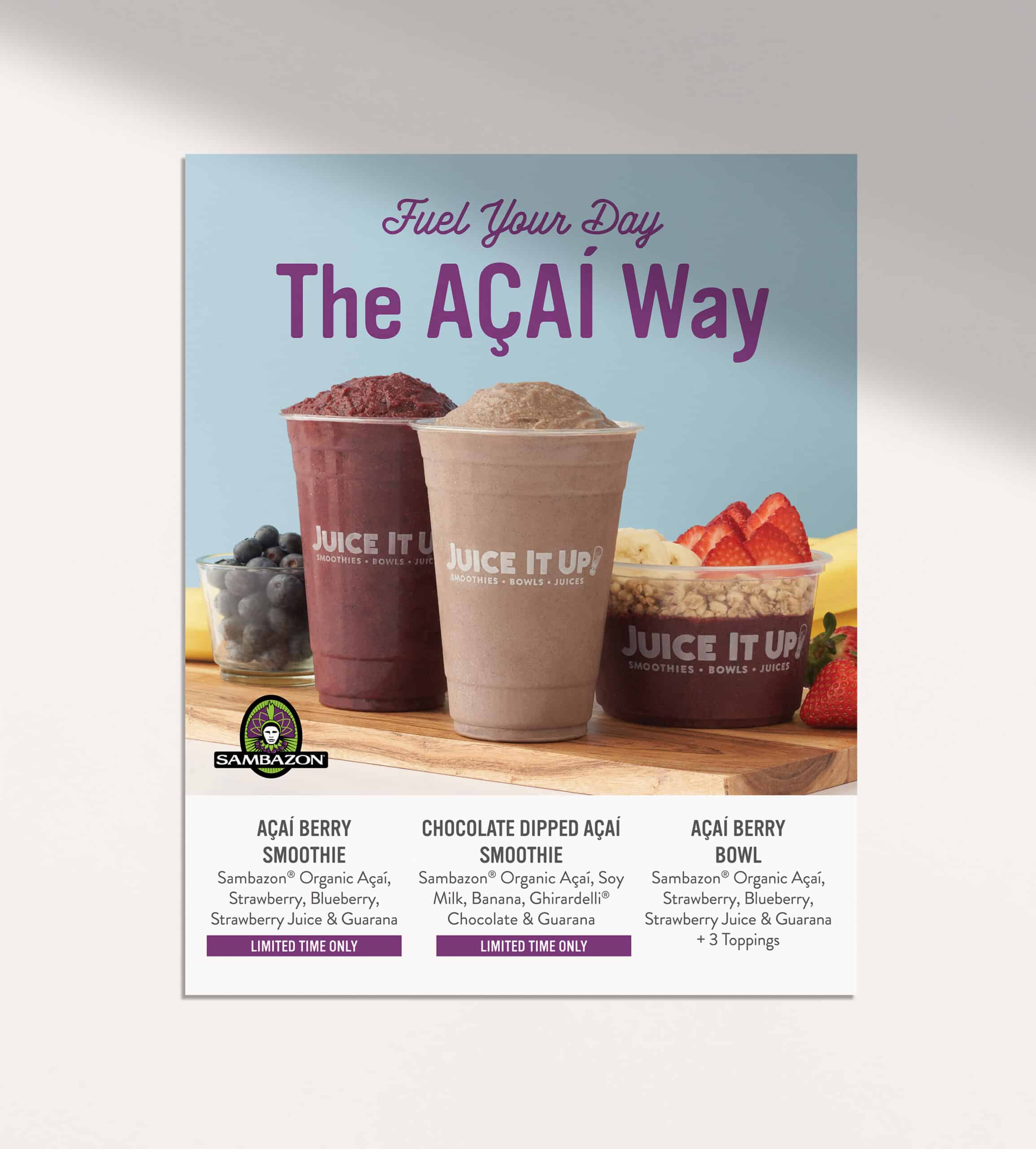 Juice It Up! Smoothie Menu Boards Designed by Stellen Design Branding Agency working with Franchise business in Souther California