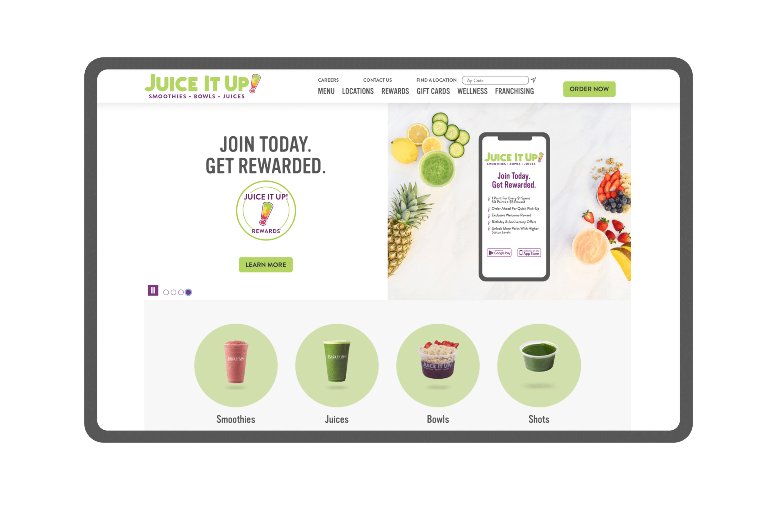 Juice It Up! Website Redesign by Stellen Design branding and logo design agency in Los Angeles California