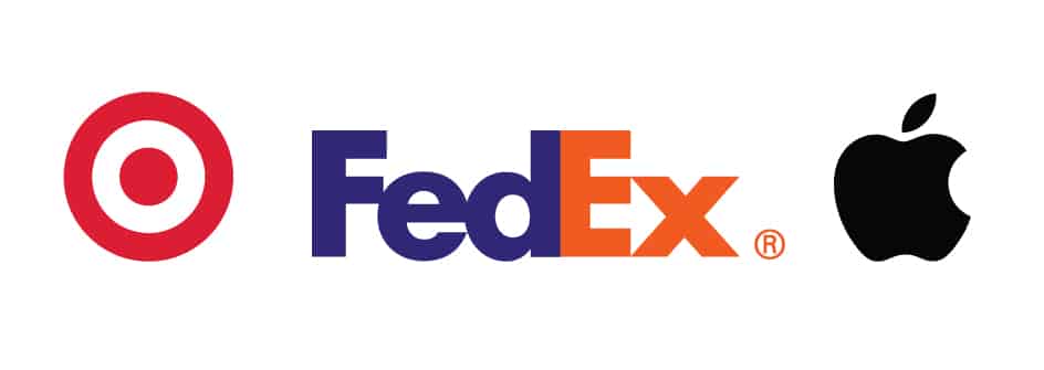 Taget FedEx and Apple logos as an example of good logo design featured in an article by Stellen Design Branding Agency in Los Angeles