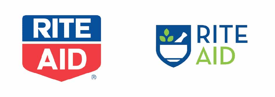 Rite Aid Old Vs New Logo as a comparison of Visibility on Logo Design in an article by Stellen Design Branding Agency in Los Angels
