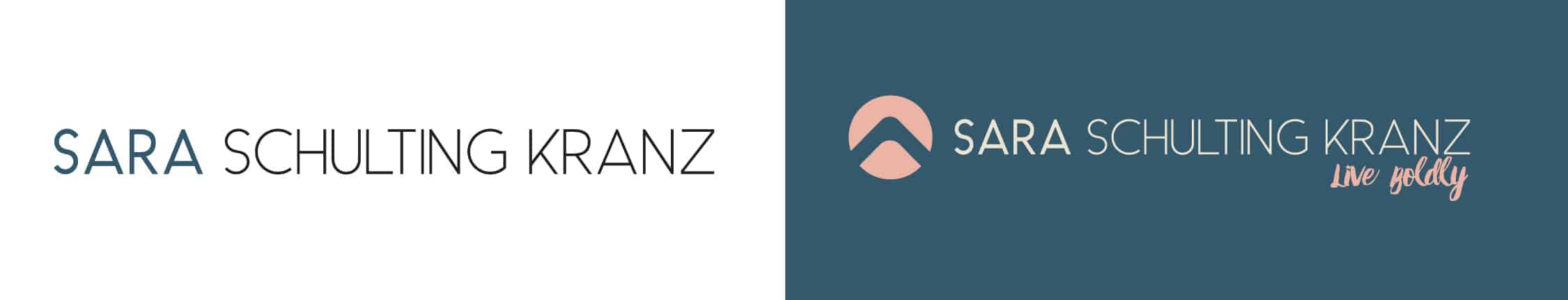 Logo Design of a mountain logo mark and sans serif word mark for Sara Schulting Kranz by Stellen Design logo design and branding agency in Los Angeles California