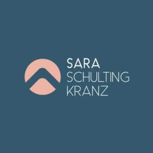 Logo Design of a mountain logo mark and sans serif word mark for Sara Schulting Kranz by Stellen Design logo design and branding agency in Los Angeles California