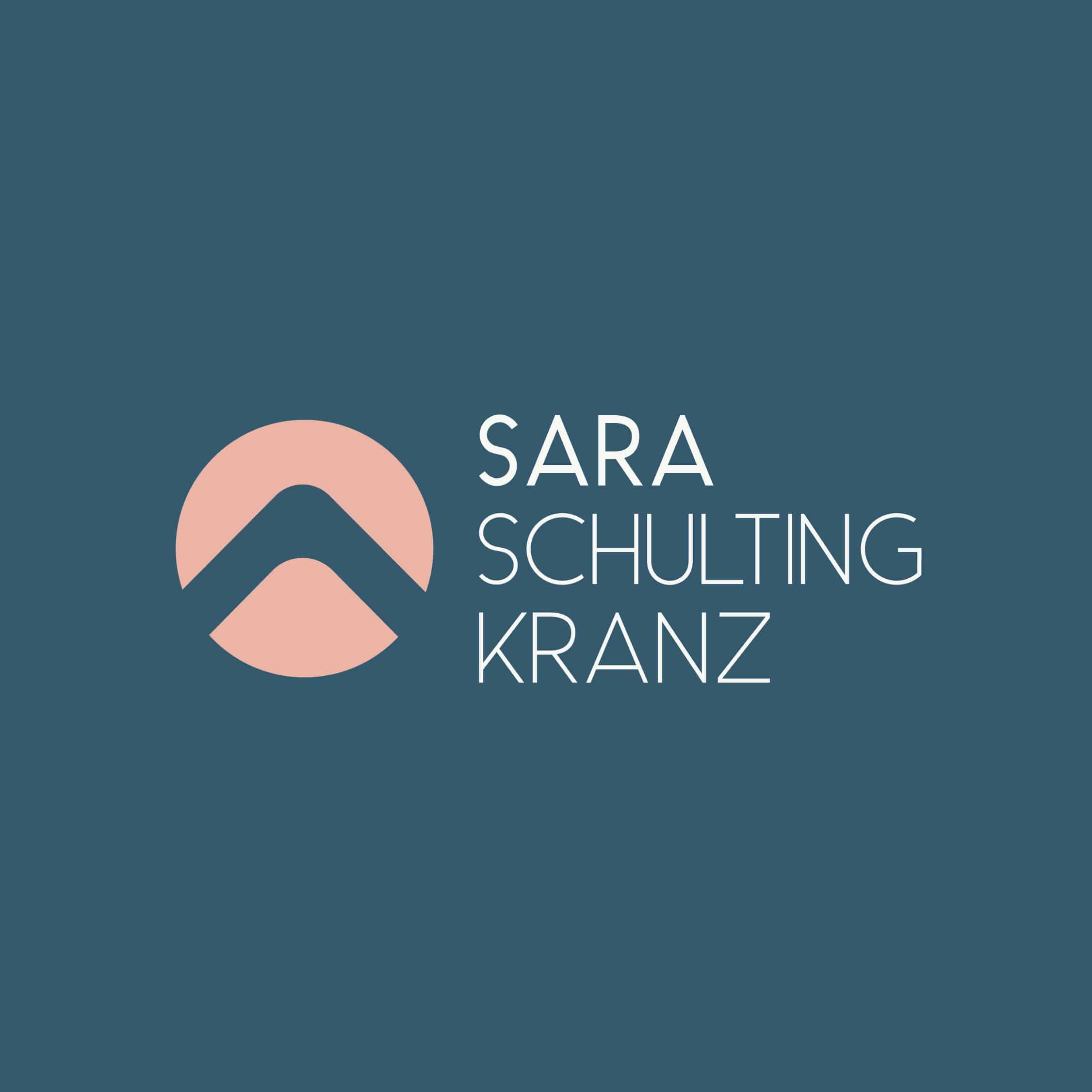 Logo Design of a mountain logo mark and sans serif word mark for Sara Schulting Kranz by Stellen Design logo design and branding agency in Los Angeles California