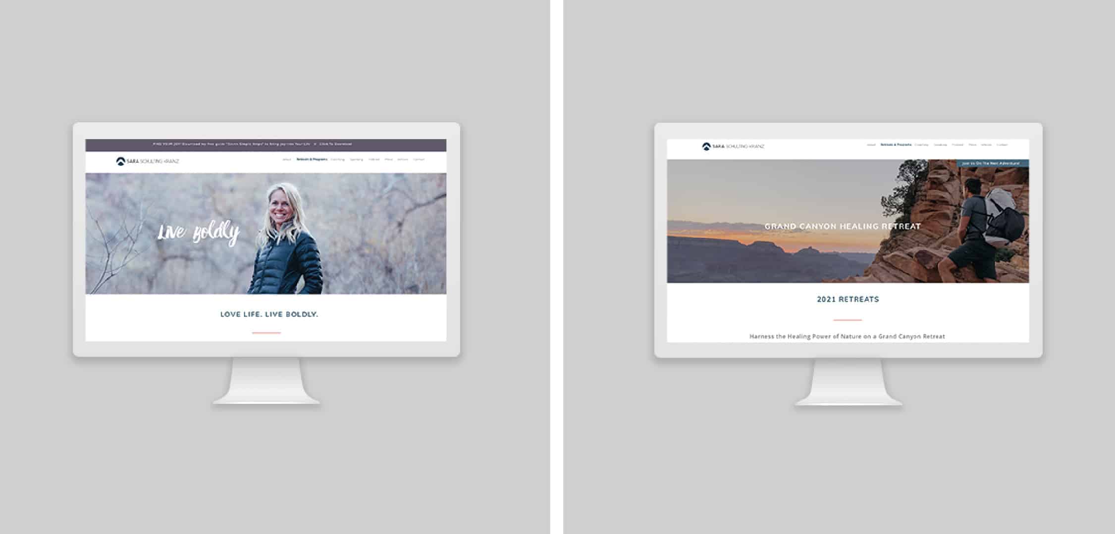 re-design of Sara Schulting Kranz Website by Stellen Design Graphic Design and Branding Agency in Los Angeles