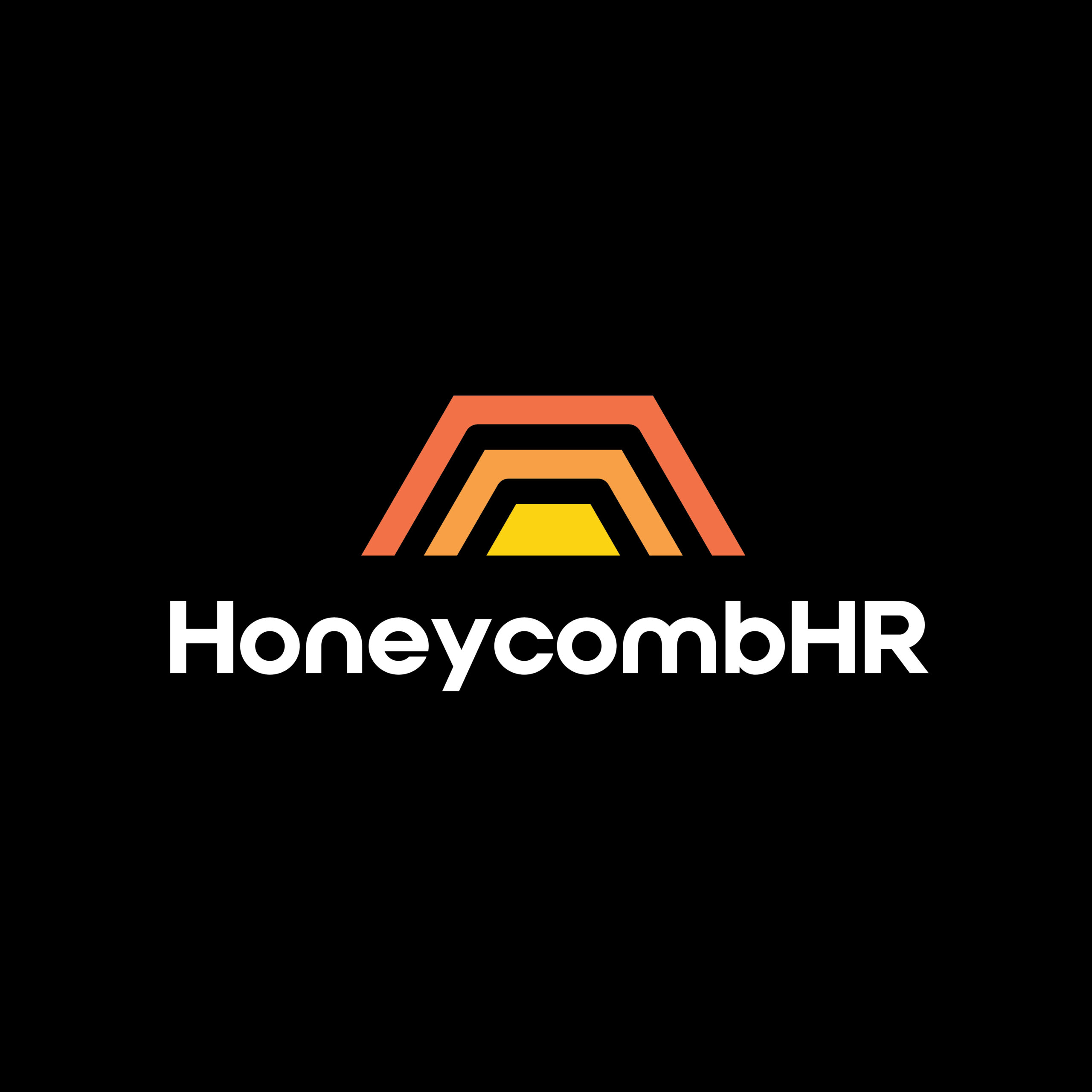 HoneycombHR logo design on a black background by Stellen Design Branding Agency in Los Angeles Specializing in clean logo design