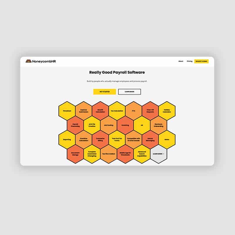 Honeycomb HR website design by Stellen Design branding agency in Los Angeles CA for a simplified payroll solution