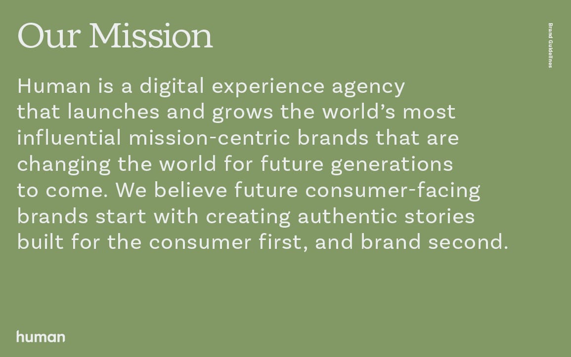 Mission Statement for Human Brand Experience Agency by Stellen Design Branding Agency in Los Angeles CA