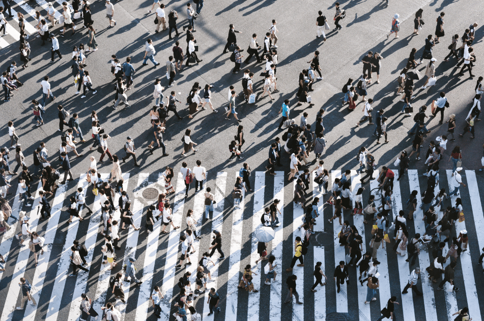 Image of crowd on crosswalk in article about how to start building a brand by Stellen Design Branding Agency in Los Angeles California Specializing in Brand Design