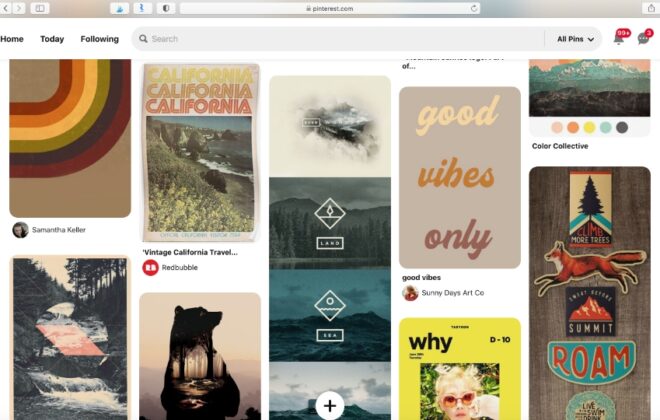 Image of pins on pinterest in article How to make a mood board by stellen design branding agency