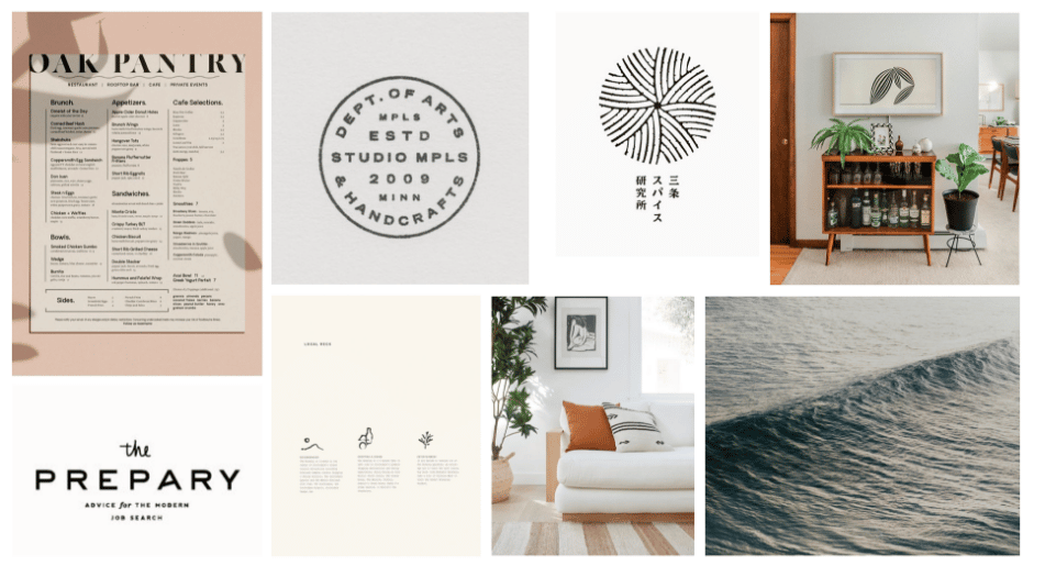 What is a brand discovery image of mood board by Stellen Design Branding Agency in Los Angeles