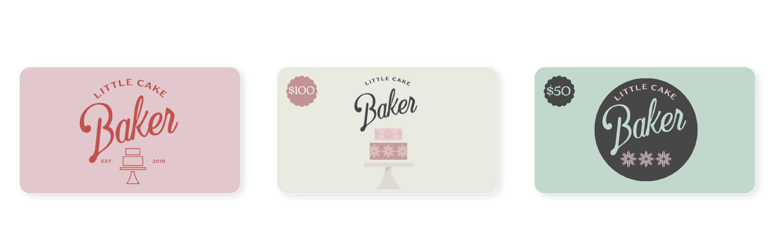 Gift Card Design for Little Cake Baker Brittany Lombardi by Stellen Design branding agency and Logo design firm in Los Angeles California