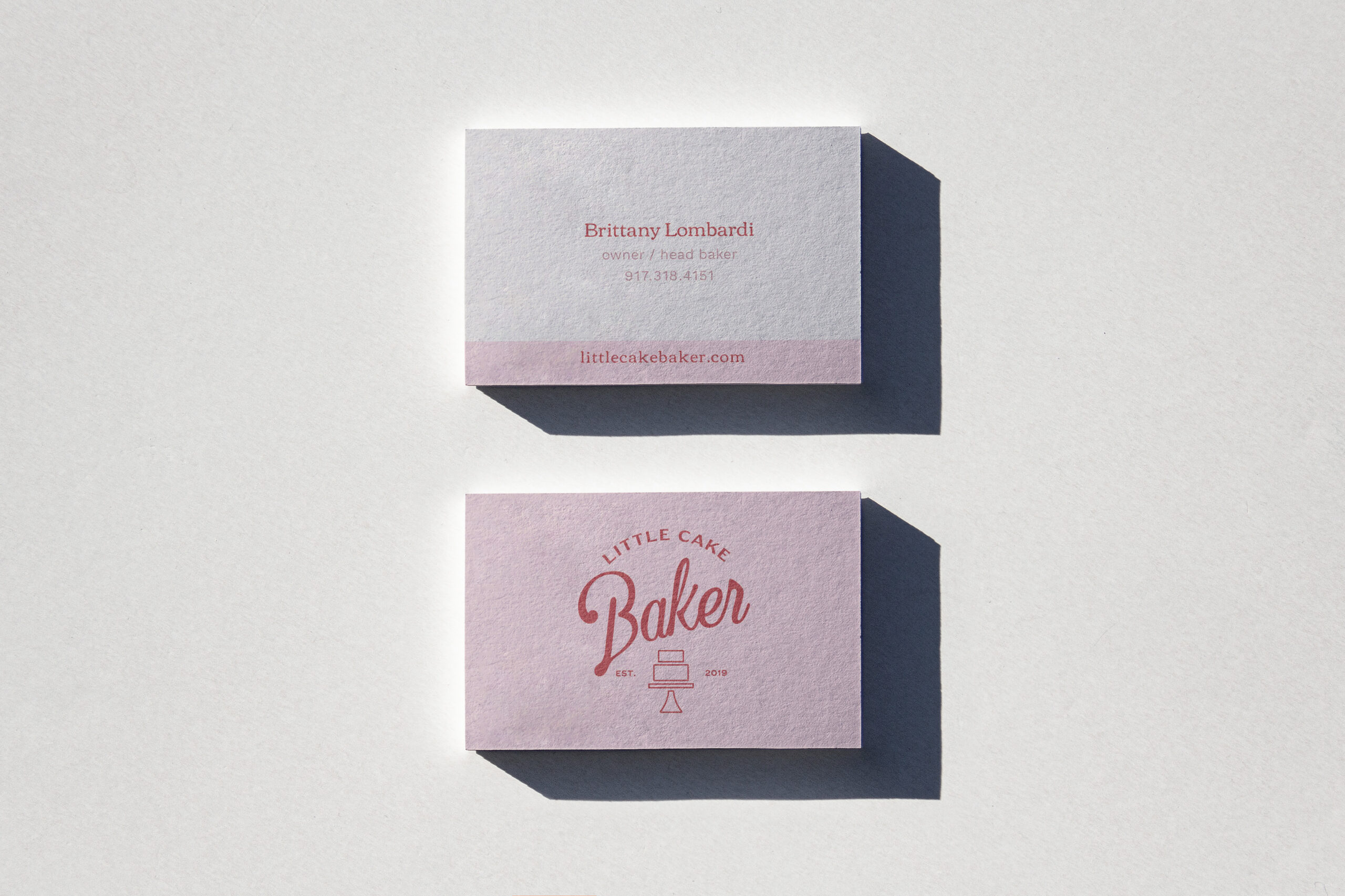 Business Card Design for Little Cake Baker Brittany Lombardi by Stellen Design branding agency and Logo design firm in Los Angeles California