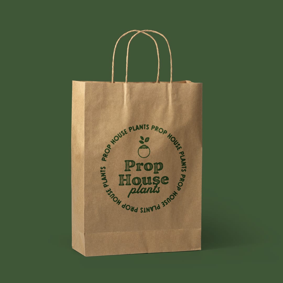 Kraft bag design for Prop House Plants by Stellen Design Branding Agency in Los Angeles CA