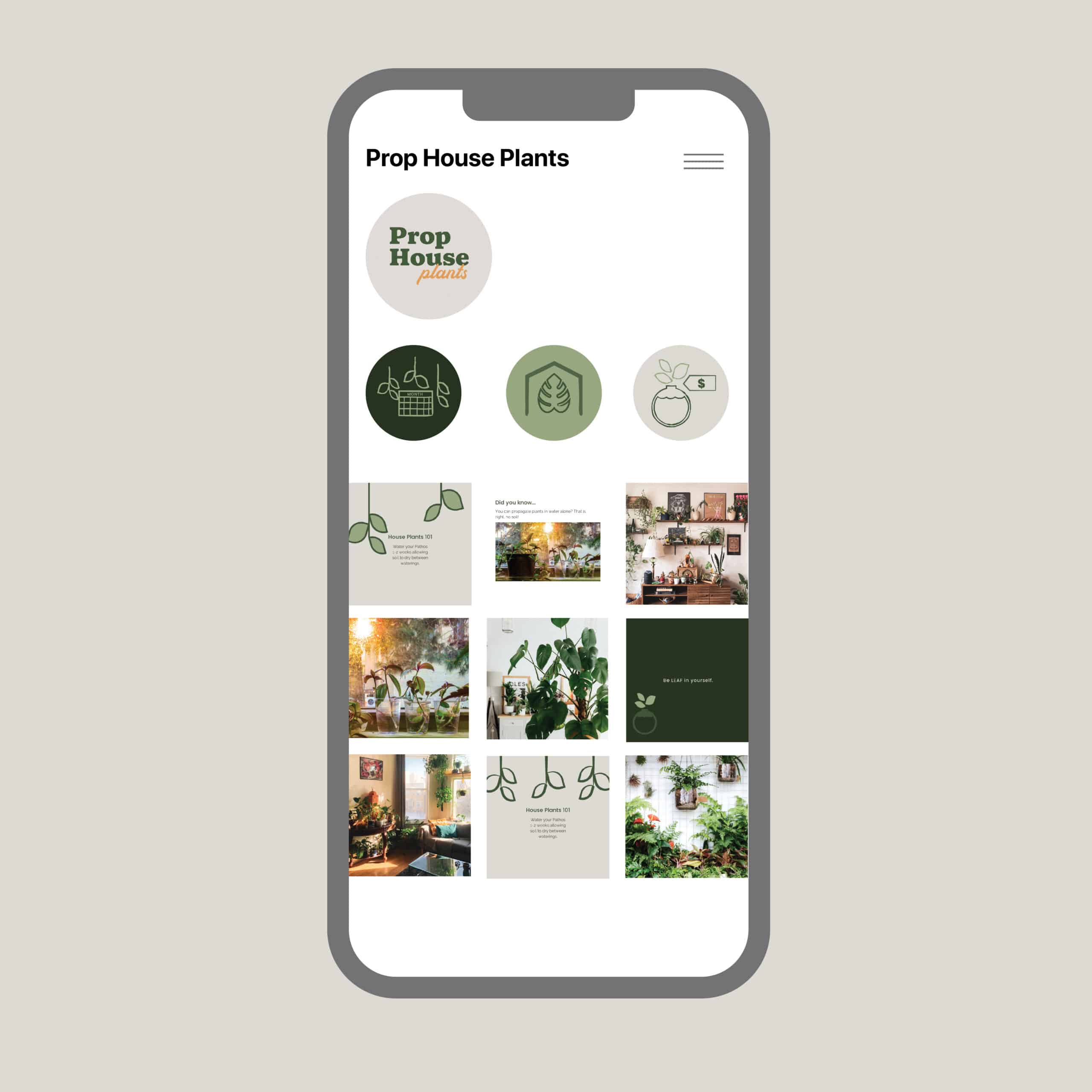 Instagram Templates for Prop House Plants plant shop in San Pedro California by Stellen Design Branding and Logo Design Agency in Los Angeles California