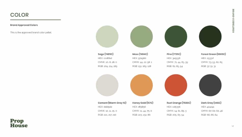 Prop House Plants Brand Colors in Article What is a brand guide and why do you need it? by Stellen Design Branding Agency in Los Angeles CA
