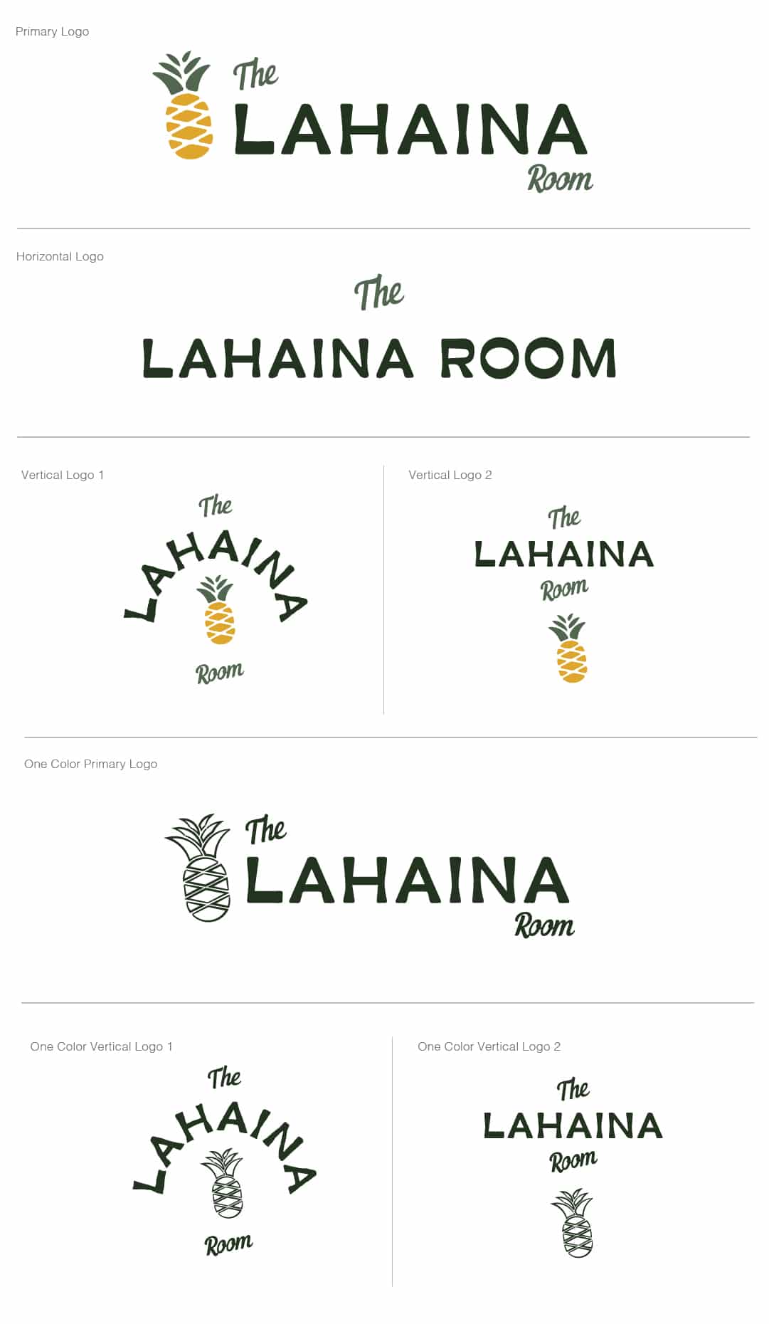 Logo Lock ups for The Lahaina Room Tiki Bar Branding by Stellen Design logo design and branding agency in Los Angeles California