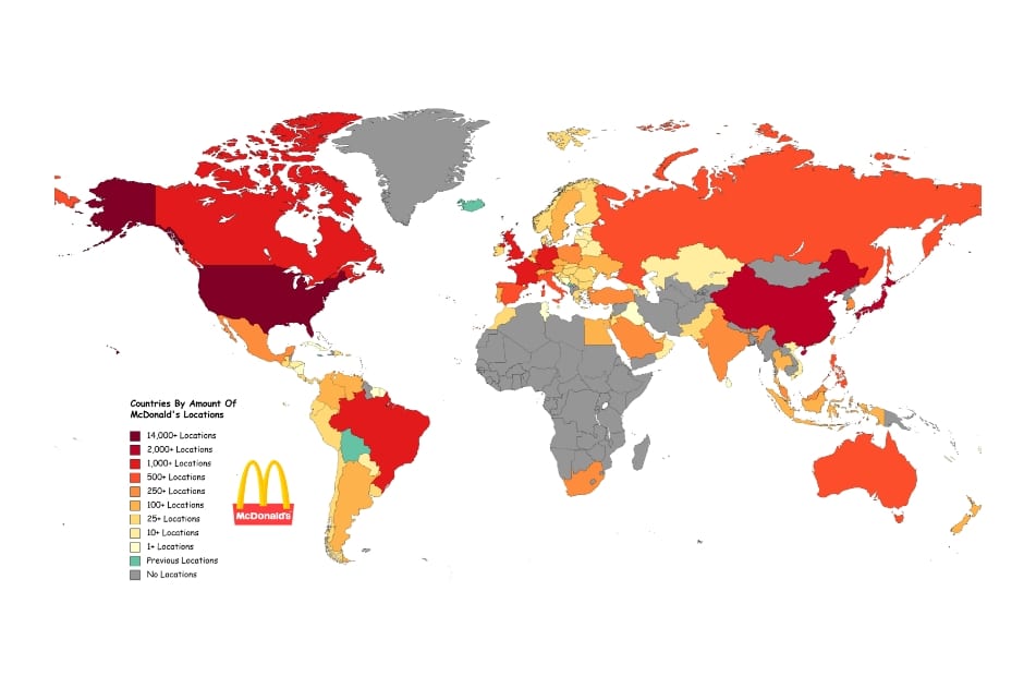 Image of mcndonald locations around the world in blog Dreaming of Franchising by Stellen Design