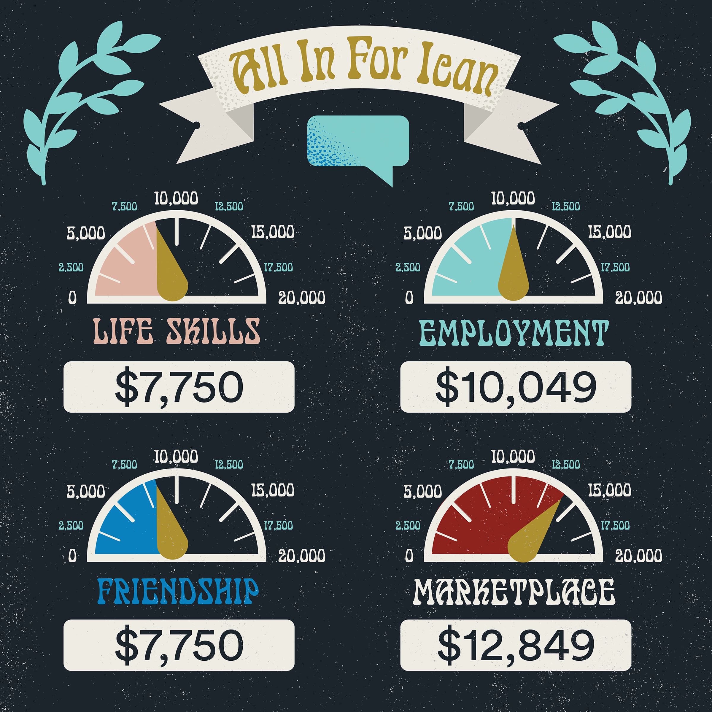Donation tracker graphic for ICAN by Stellen Design branding agency