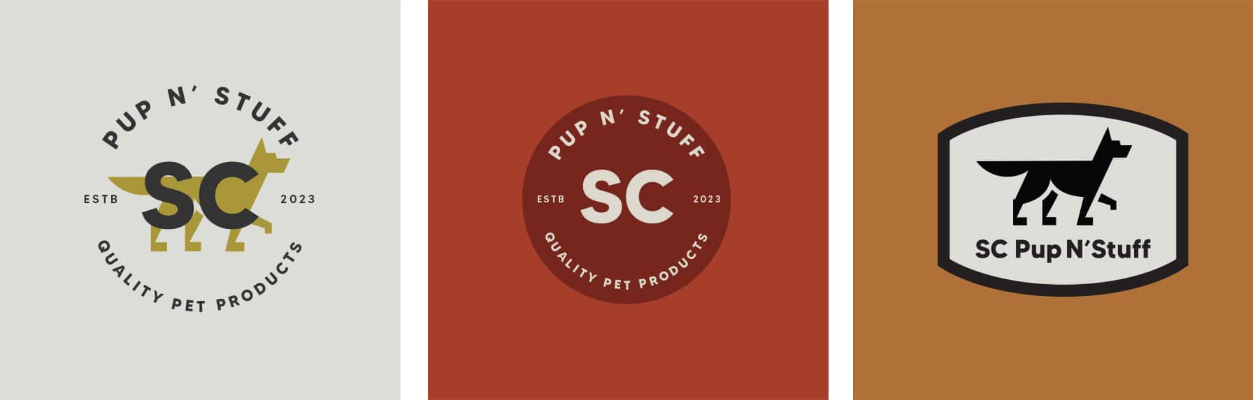 SC Pup N Stuff Logo Design of a dog and the moon Brand Design by Stellen Design branding agency