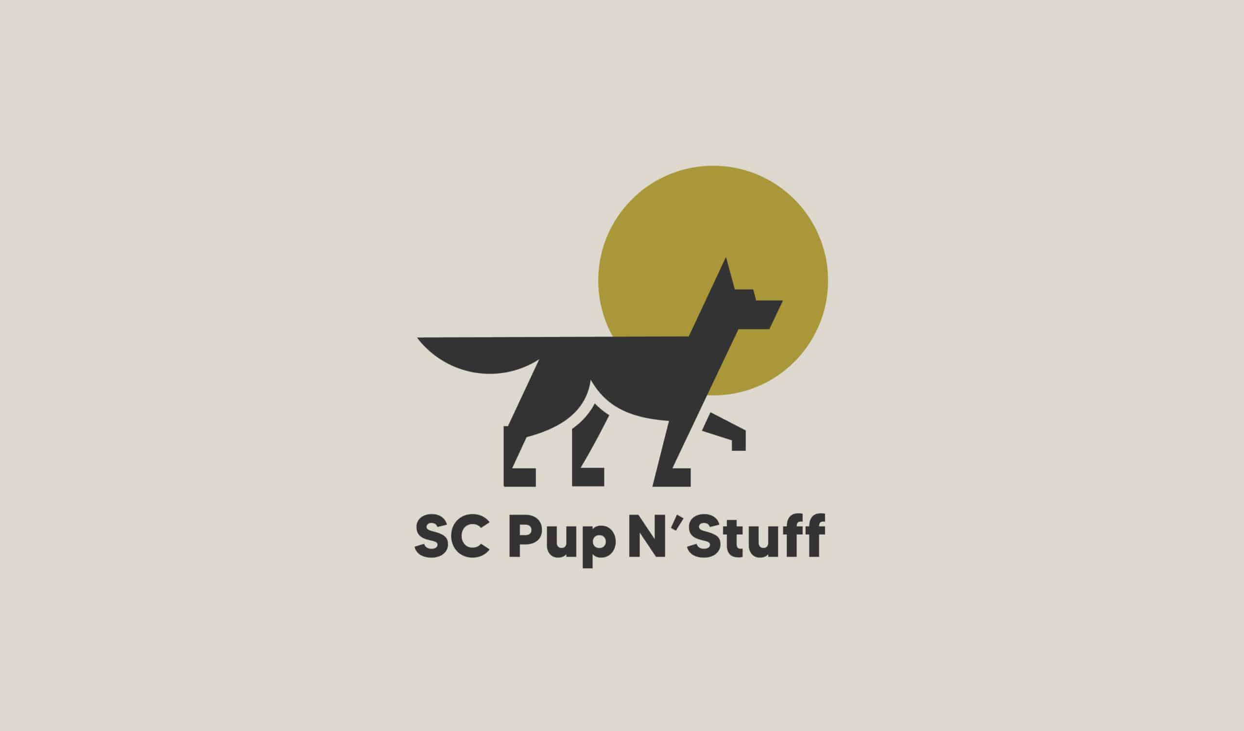 SC Pup N Stuff Logo Design of a dog and the moon Brand Design by Stellen Design branding agency
