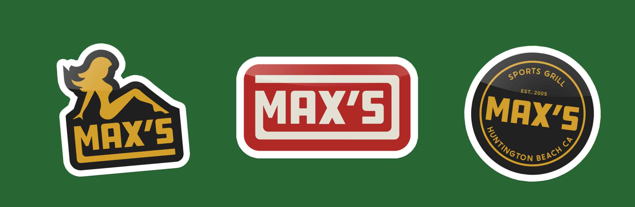 Sticker design for Maxs Sports grill in Huntington Beach California by Stellen Design specializing in Hospitality group branding brand design and logo design