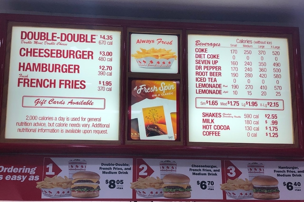 image if in and out burger's menu