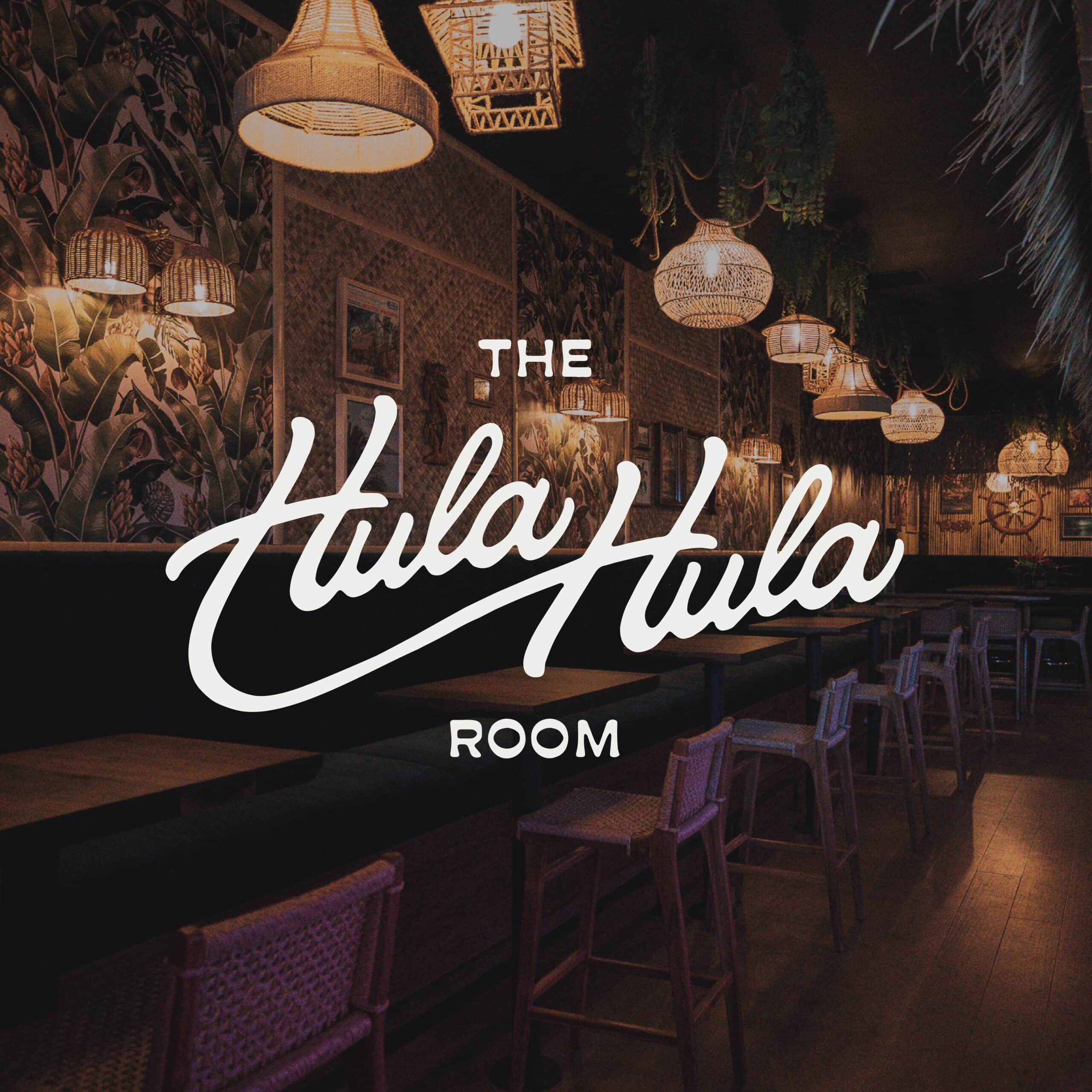 The Hula Hula Room in Torrance California Tiki Bar Branding by Stellen Design branding and logo design agency in Los Angeles specializing in hospitality branding custom script logo design