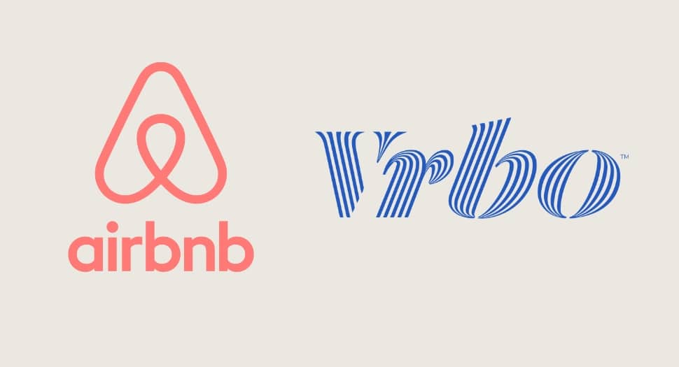 Image of airbnb and vrbo logos in the article Stop Selling Products, Start Selling Feelings: The Airbnb Secret to Success by Jordis Small Design Director of Stellen Design Brand Agency