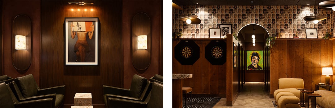Interior of The Fox Den cocktail bar in Redondo Beach Designed by Sage Gracie interior and Stellen Design on Branding