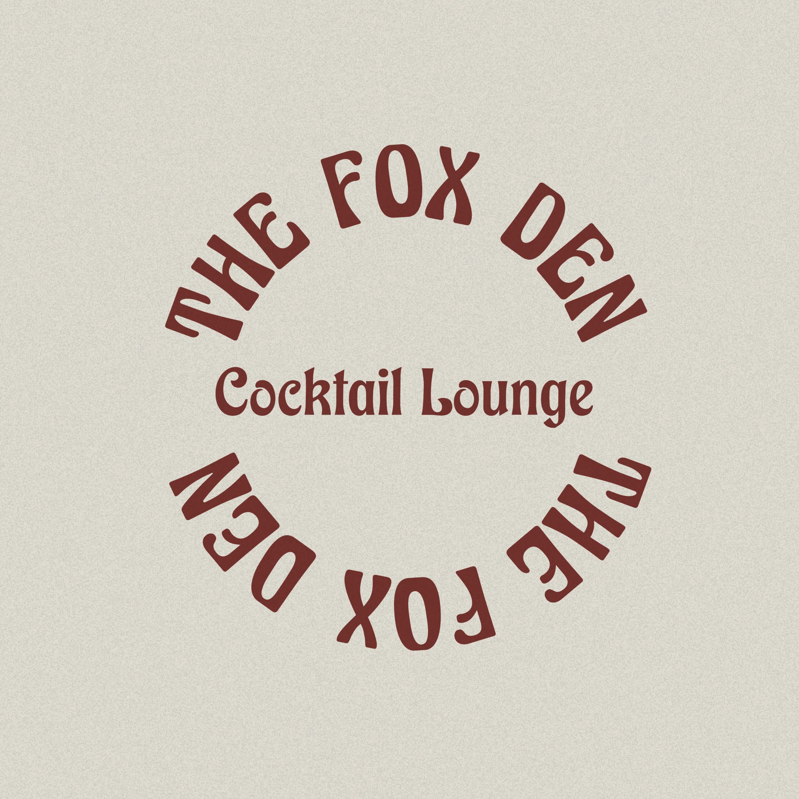 The Fox Den logo, a key element of the bar's branding, showcasing a stylish fox silhouette and retro typography for this popular Redondo Beach cocktail destination.