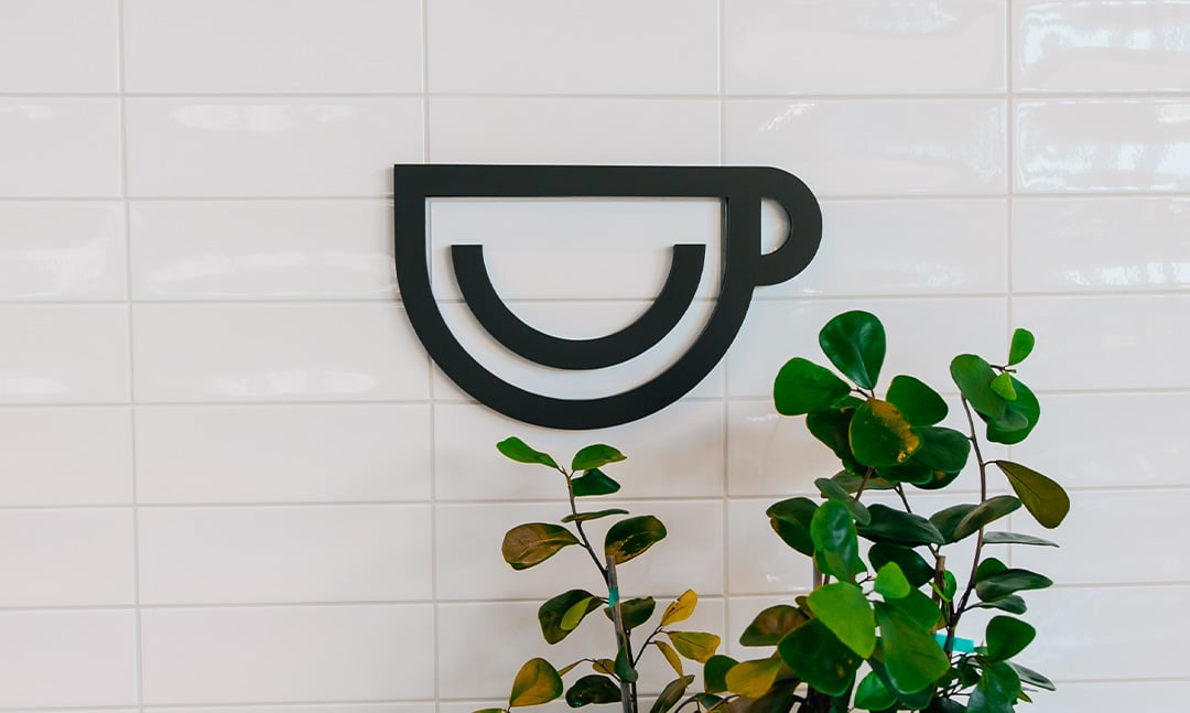 Logo Wall Design ICAN Coffee by Stellen Design Hospitality Branding Firm Specializing in Logo Design for Restaurants in Los Angeles California