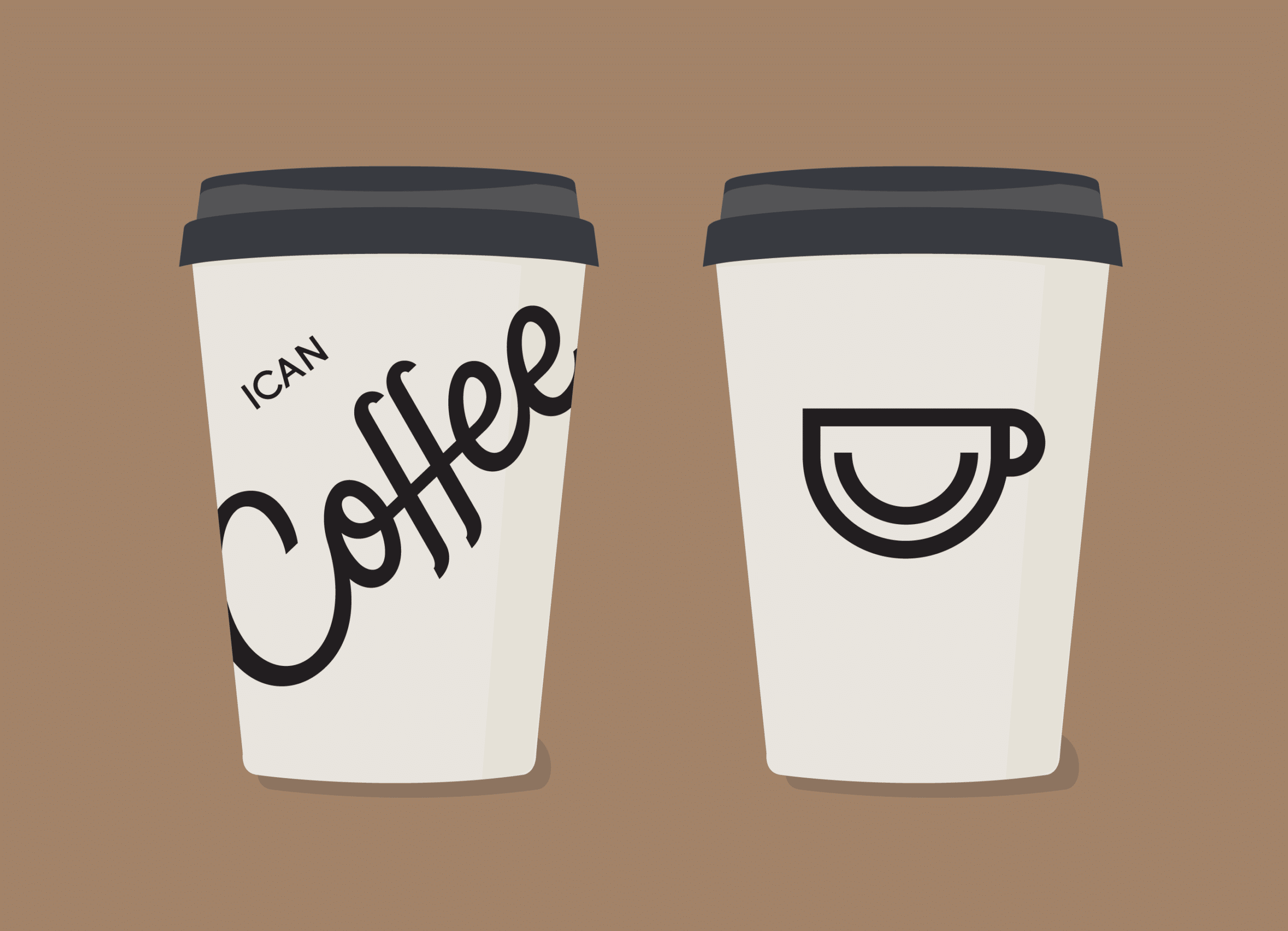 Coffee mug to go for ICAN Coffee by Stellen Design Hospitality Branding Firm Specializing in Logo Design for Restaurants in Los Angeles California