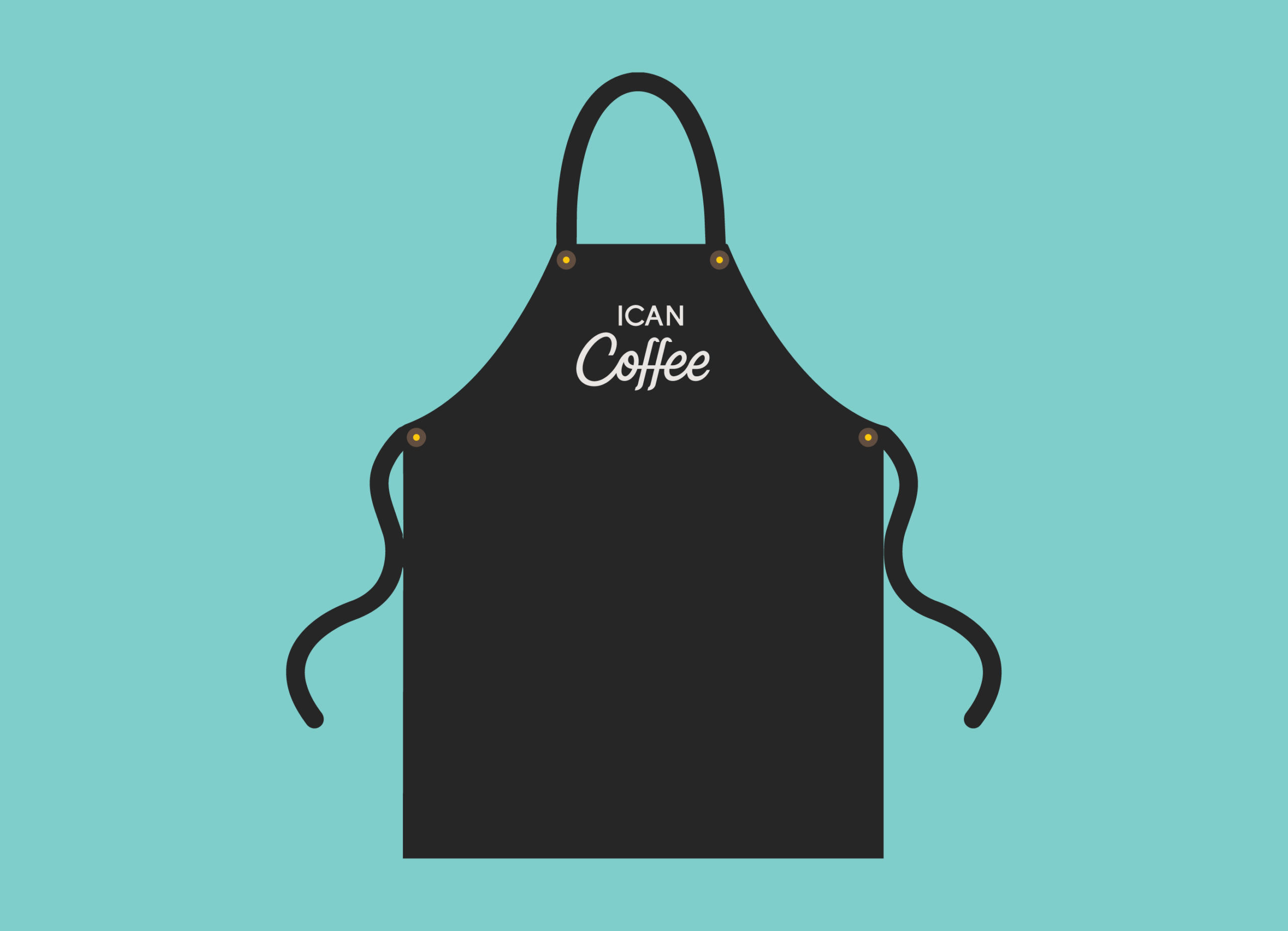 Apron Design ICAN Coffee by Stellen Design Hospitality Branding Firm Specializing in Logo Design for Restaurants in Los Angeles California