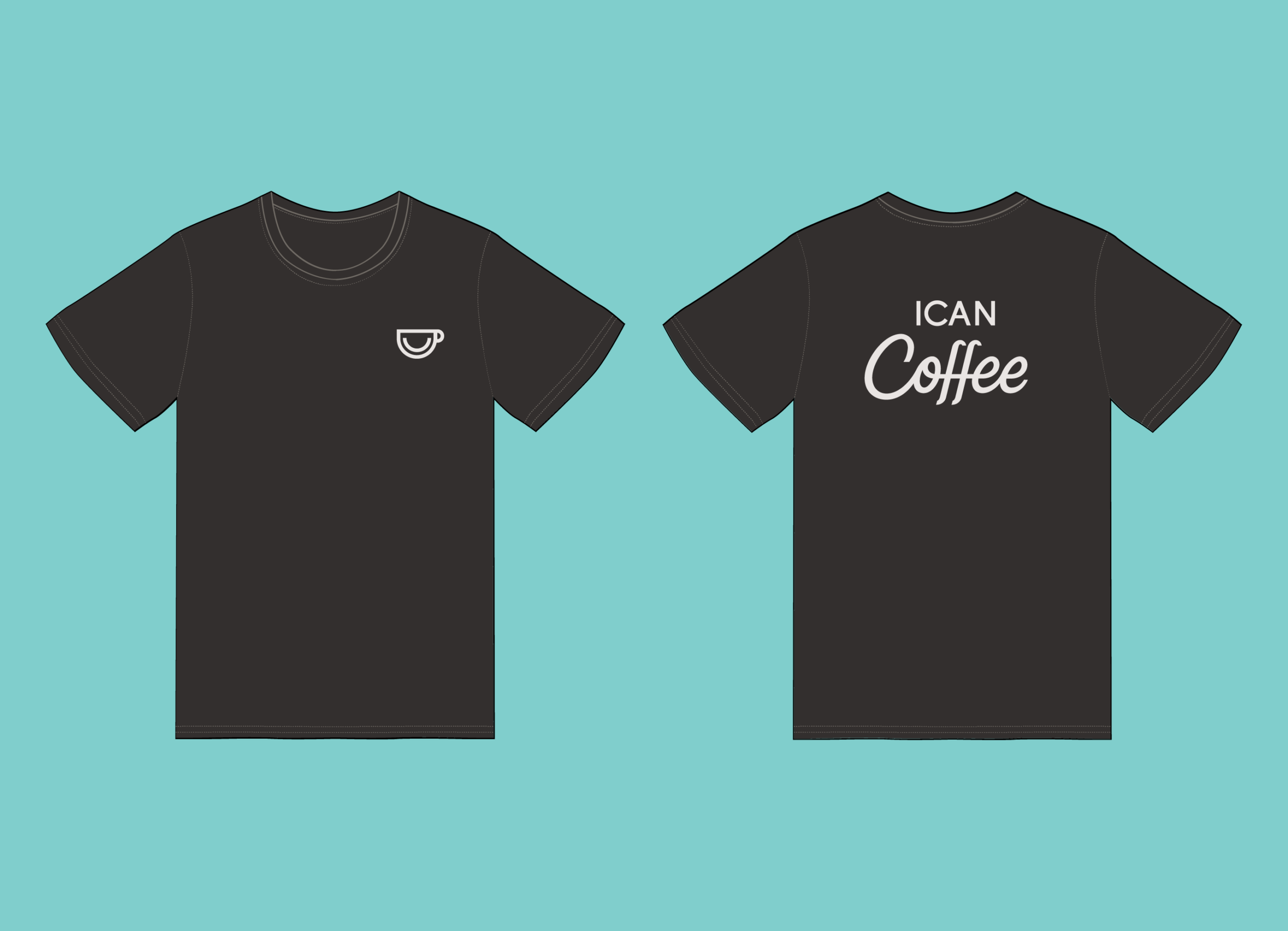 t-shirt design ICAN Coffee by Stellen Design Hospitality Branding Firm Specializing in Logo Design for Restaurants in Los Angeles California